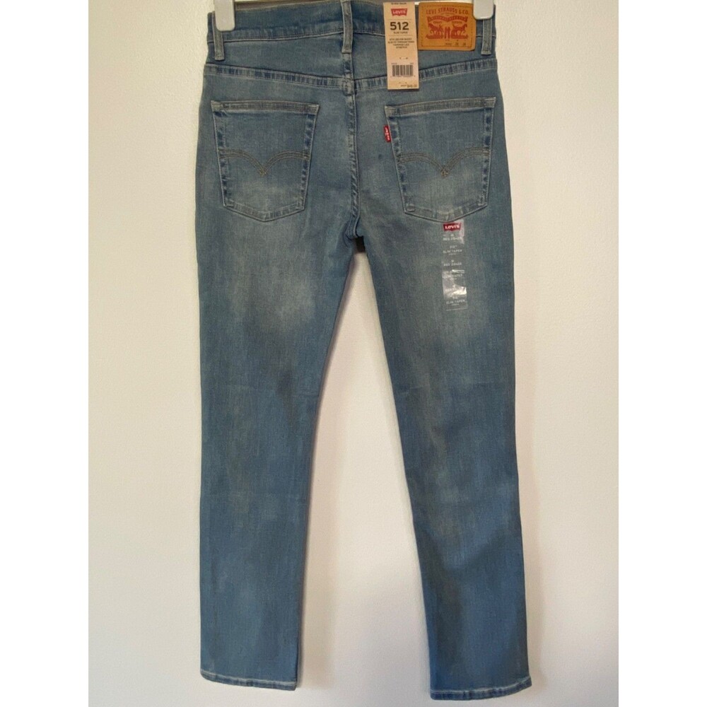 NWT LEVI'S 512 SLIM TAPER LIGHT WASH DENIM JEANS SIZE 16 REG 28X28